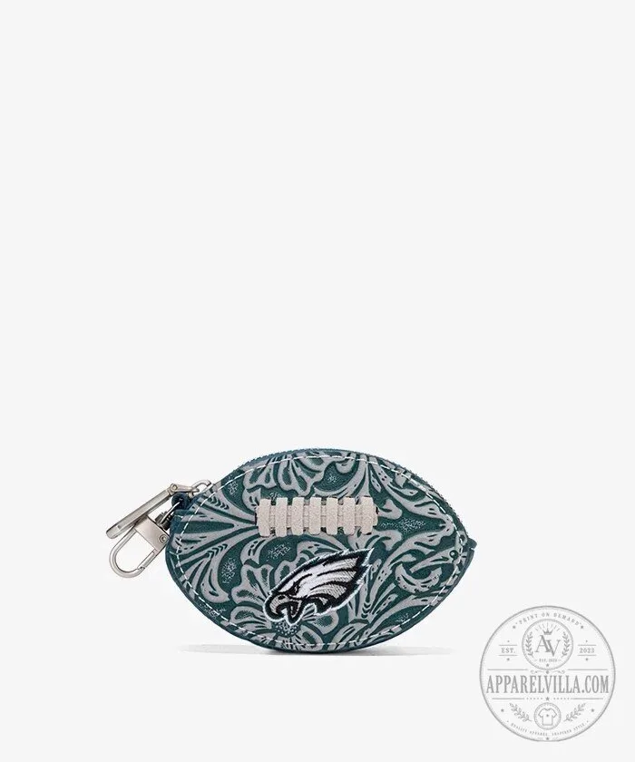Philadelphia Eagles Football Shaped Coin Purse with Keychain Clip