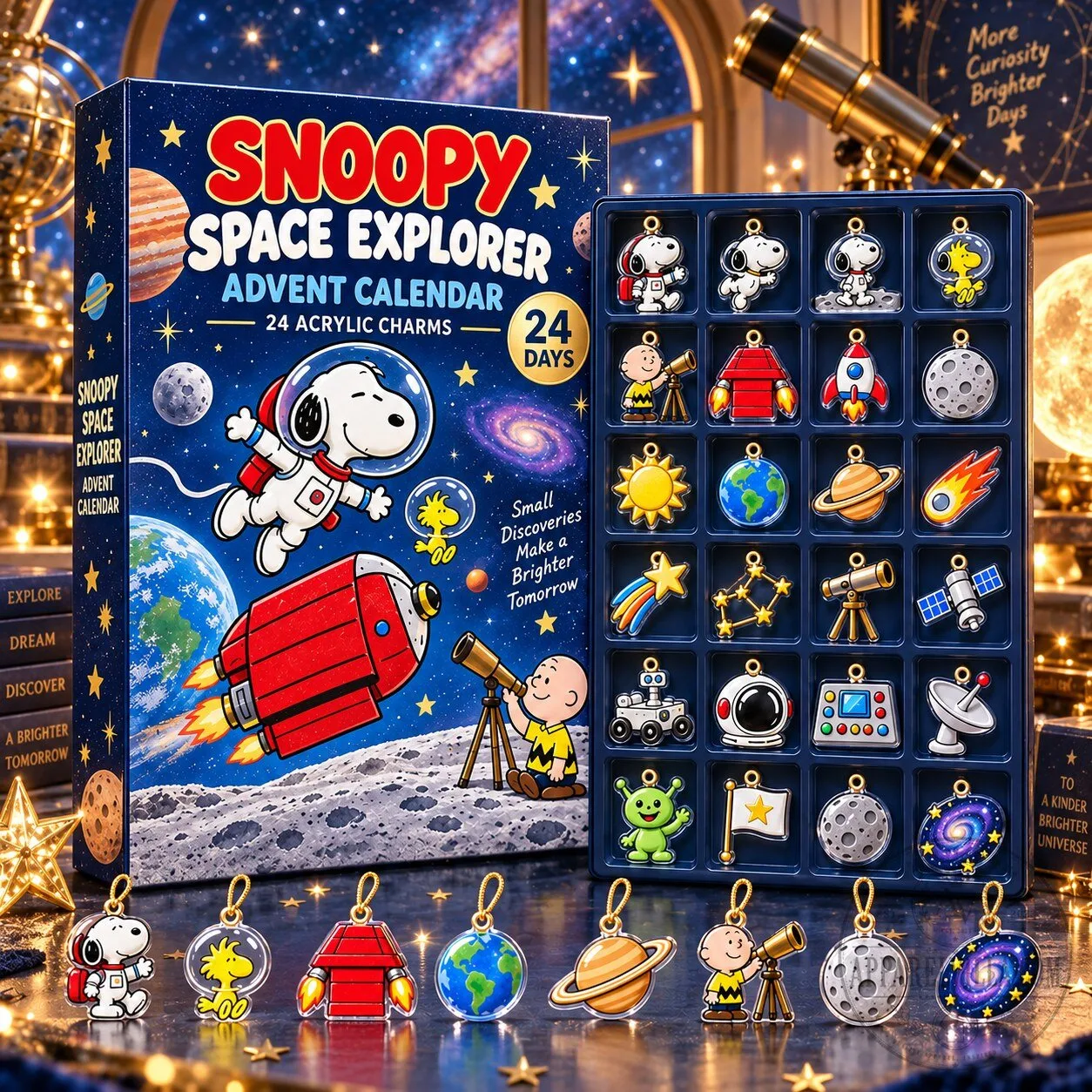 Snoopy Space Explorer Advent Calendar with 24 Acrylic Charms