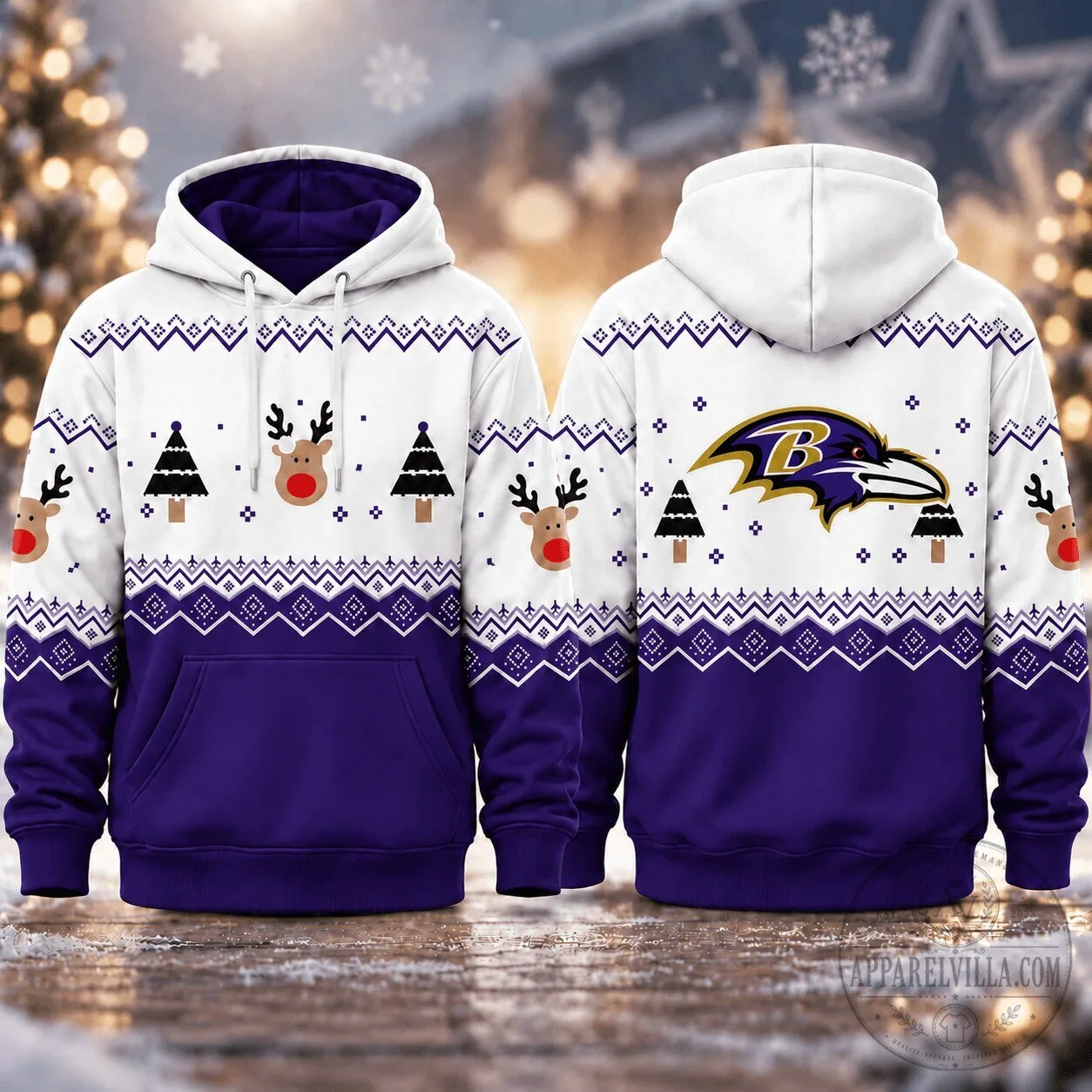 Baltimore Ravens NFL Christmas Game Day Ugly Sweater Hoodie