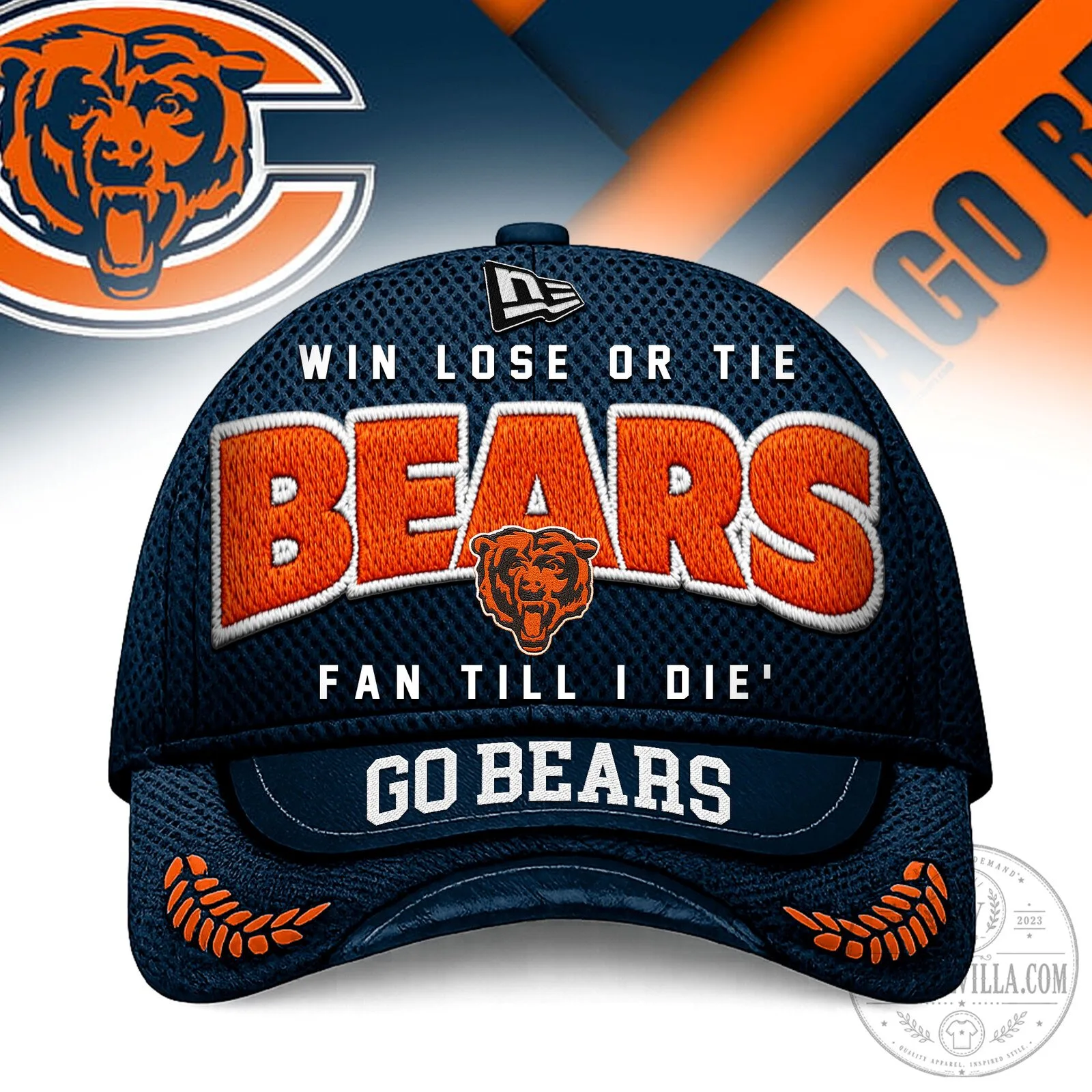 Chicago Bears Win Lose Or Tie Fan Till I Die Go Bears Baseball Cap Hat