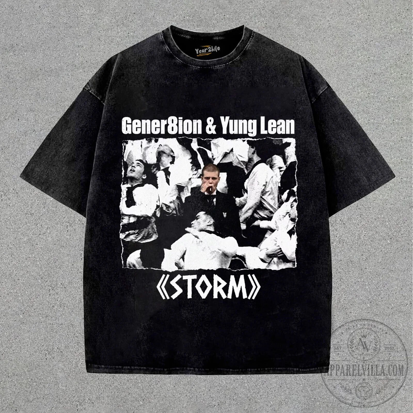 Gener8ion and Yung Lean Storm Music Album Cover Washed Black T-Shirt
