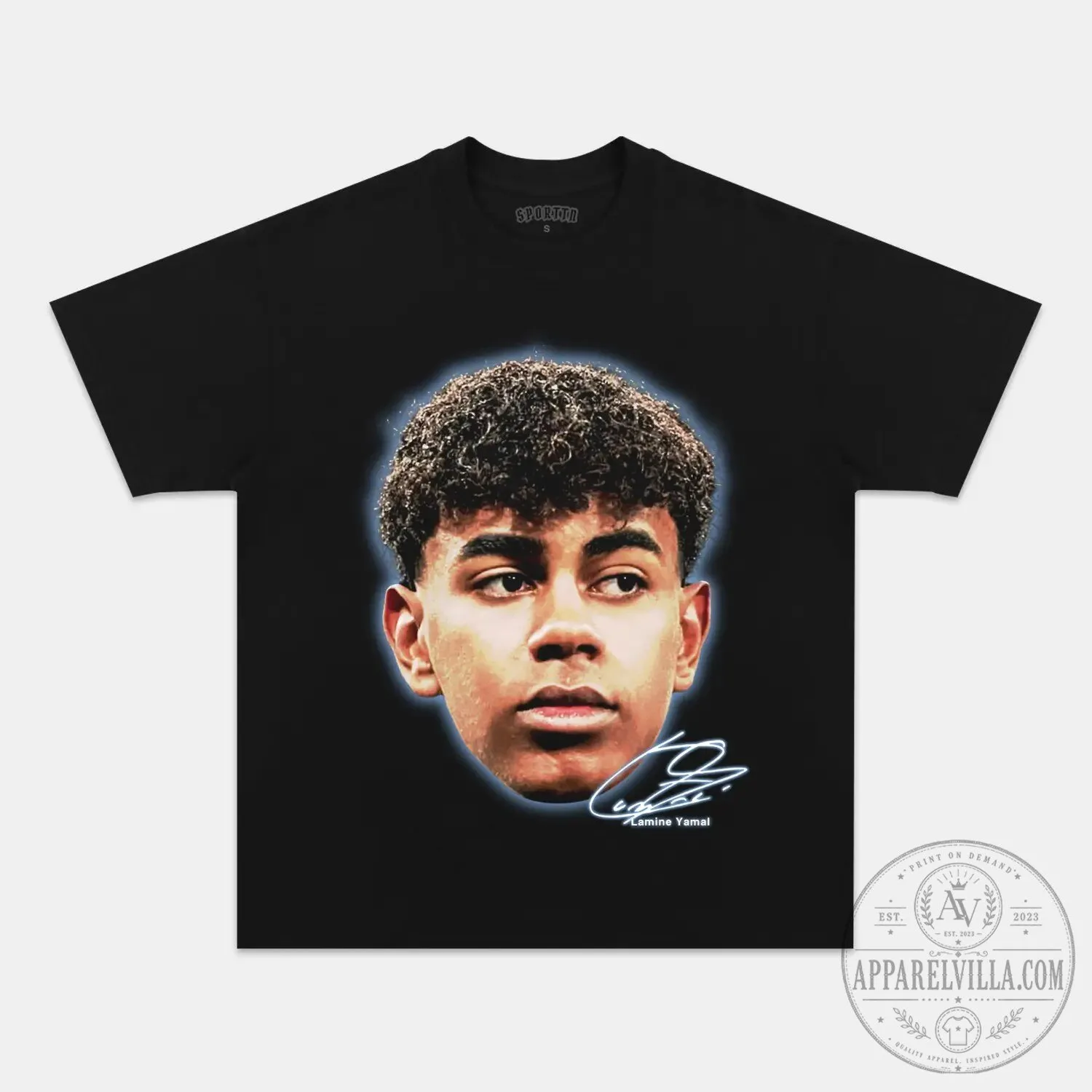 Lamine Yamal Big Face Graphic Design Black T-Shirt