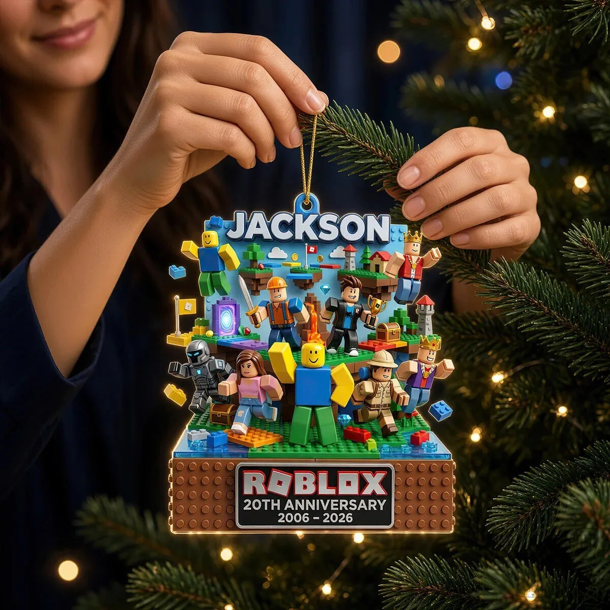 Roblox 20th Anniversary Personalized Christmas Tree Ornament