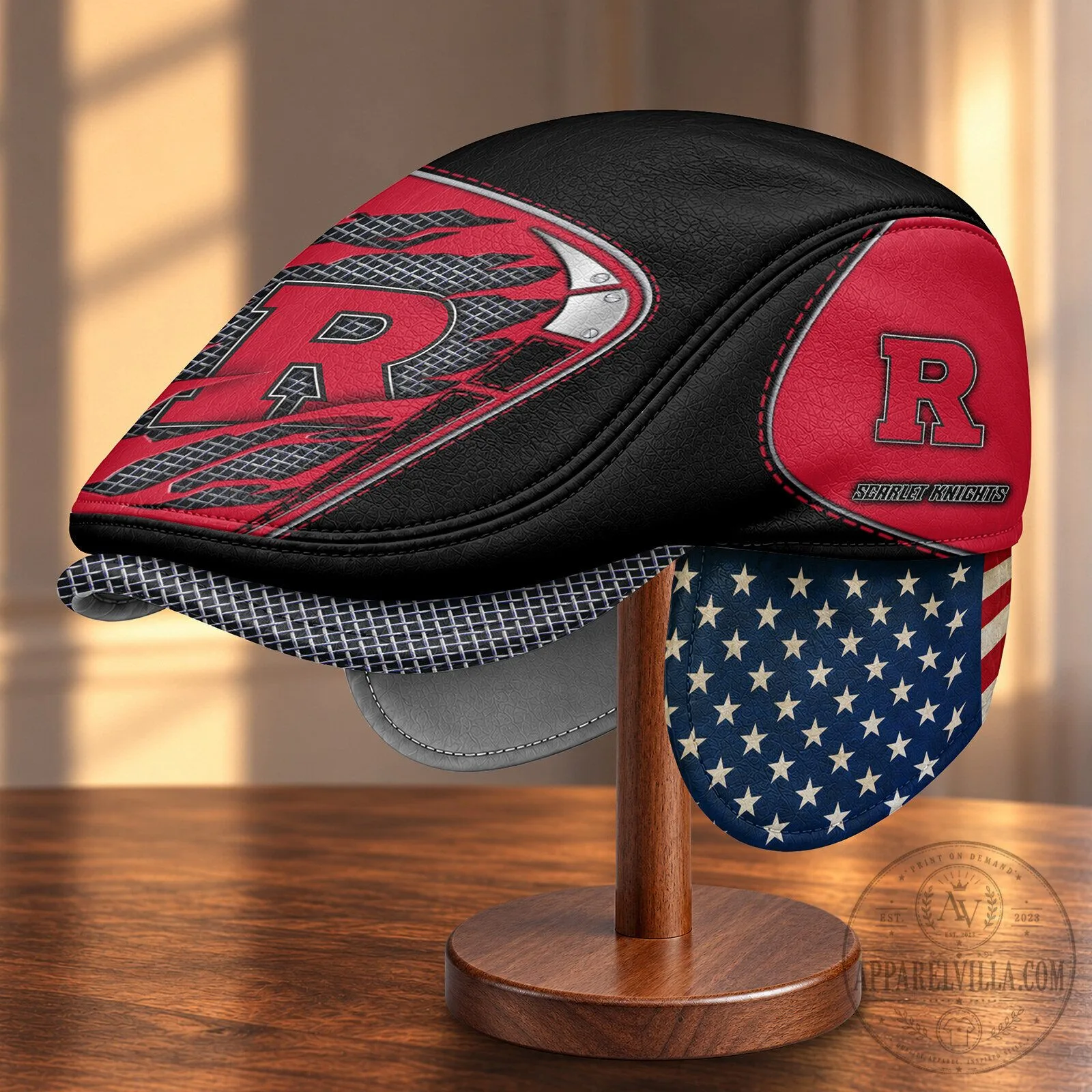 Rutgers Scarlet Knights NCAA Flat Cap with Foldable Ear Flaps