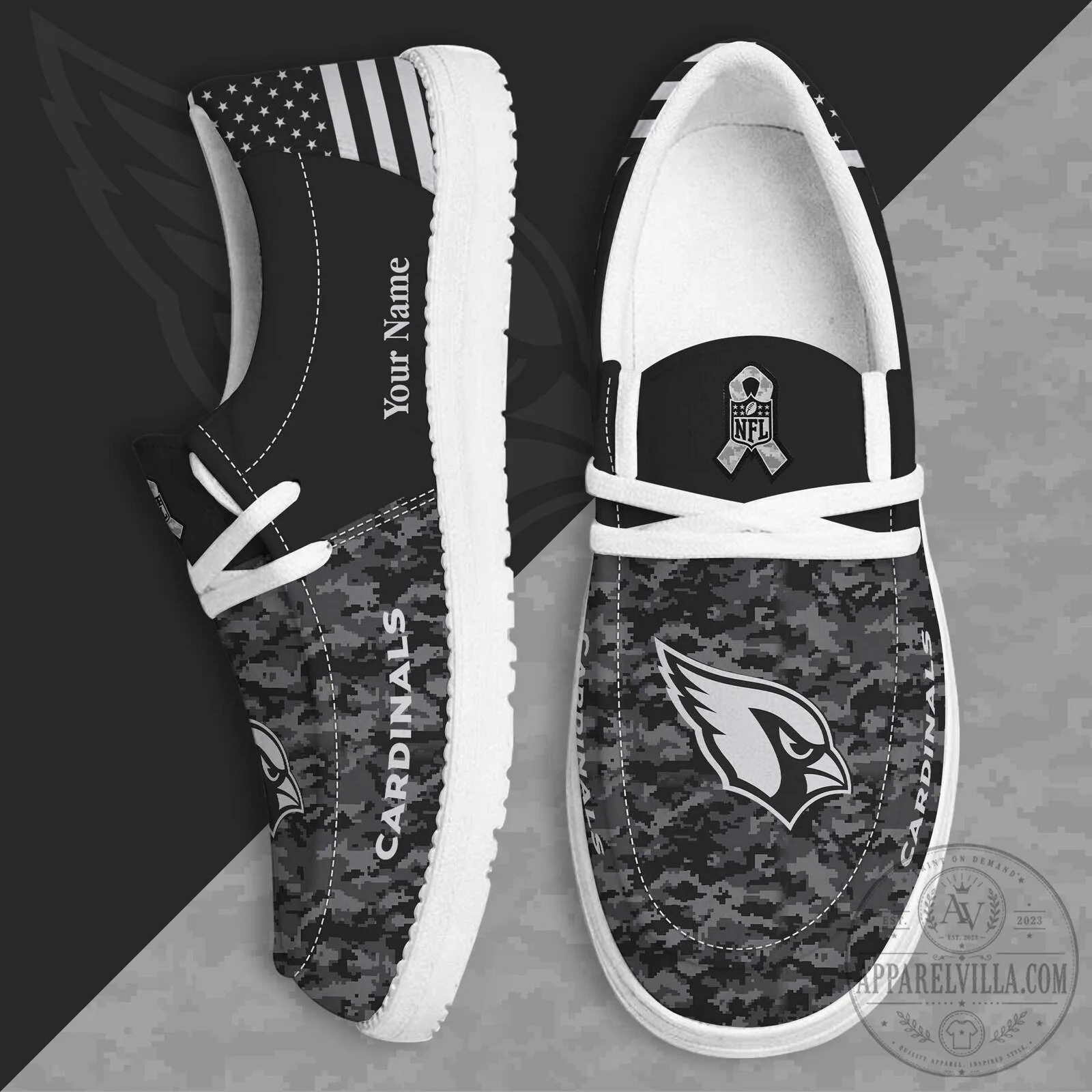 Arizona Cardinals Salute to Service Custom Name Camouflage Shoes