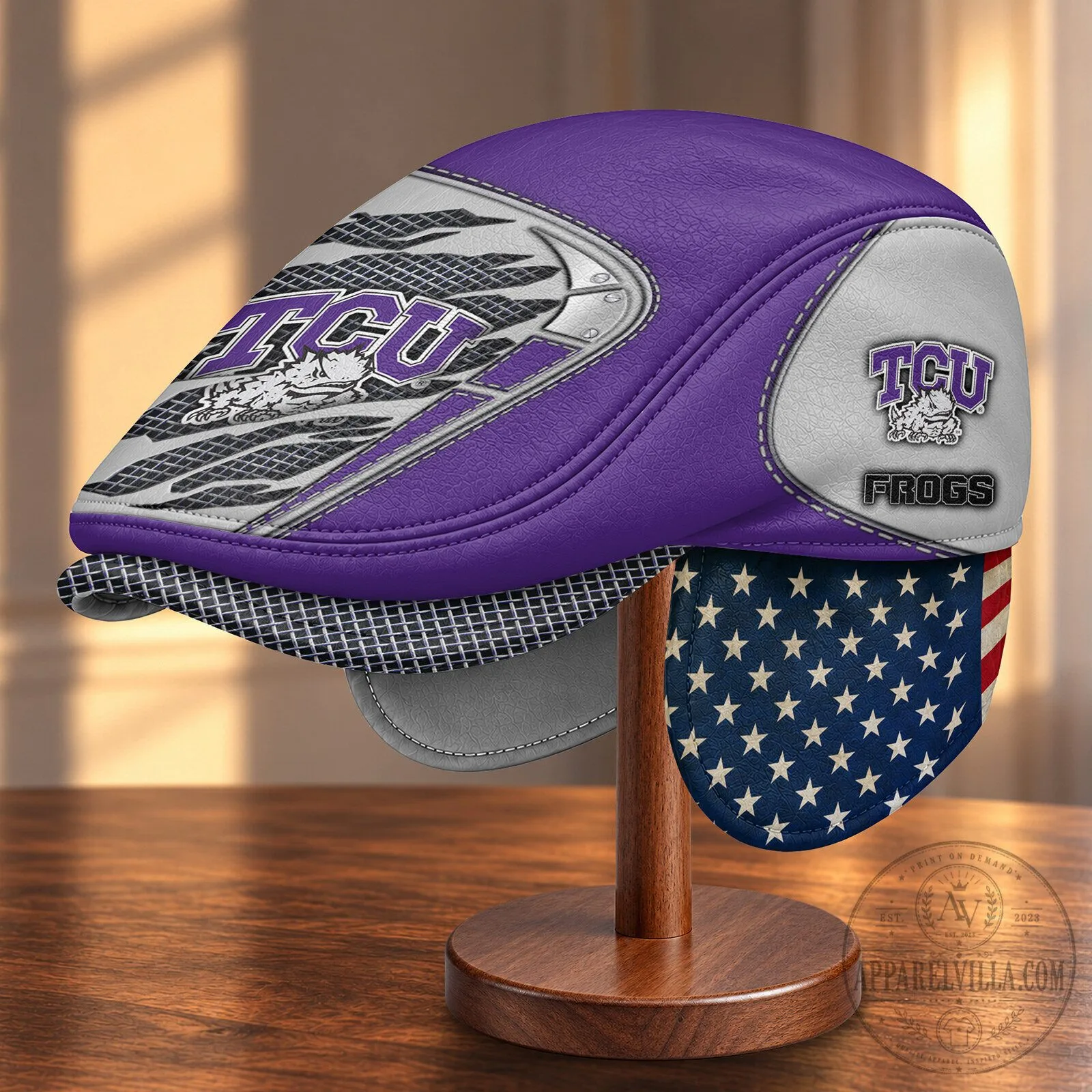 Texas Christian University Horned Frogs Flat Cap with Foldable Ear Flaps