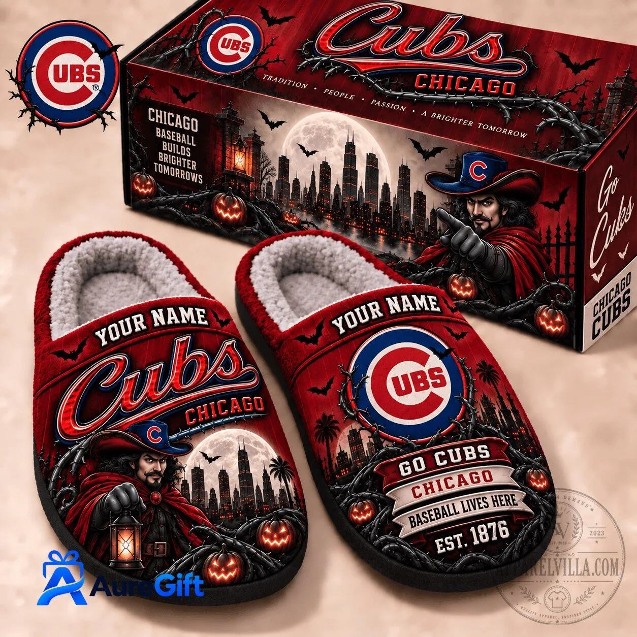 Chicago Cubs Baseball Halloween Slippers Personalized Gift for Men and Women
