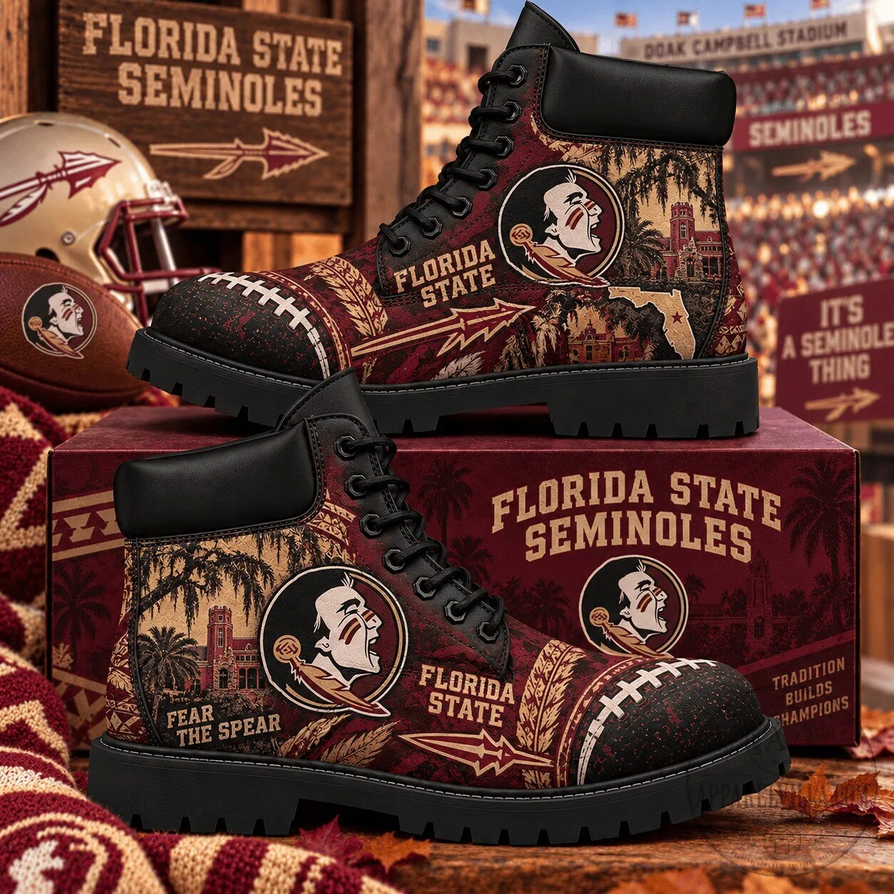 Florida State Seminoles Football Team Fan High Top Boots