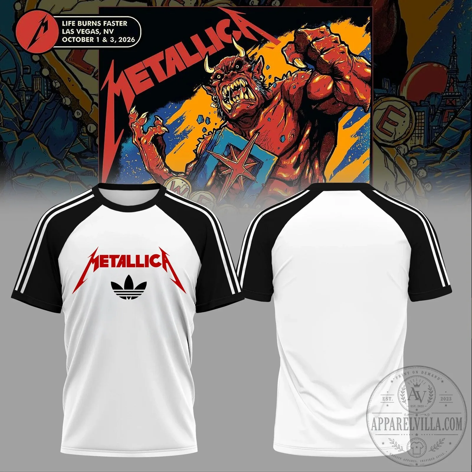 Metallica M72 World Tour Las Vegas Concert Raglan T-Shirt