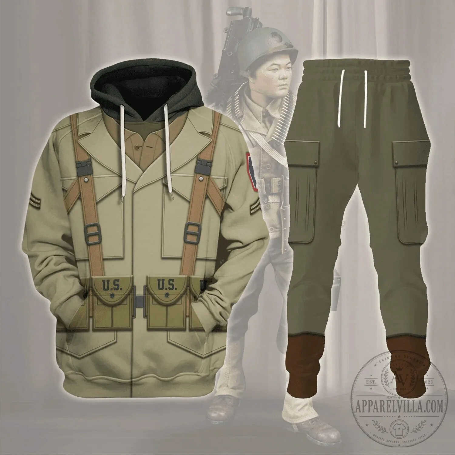 442nd Infantry Regiment Corporal Costume Military Uniform Hoodie