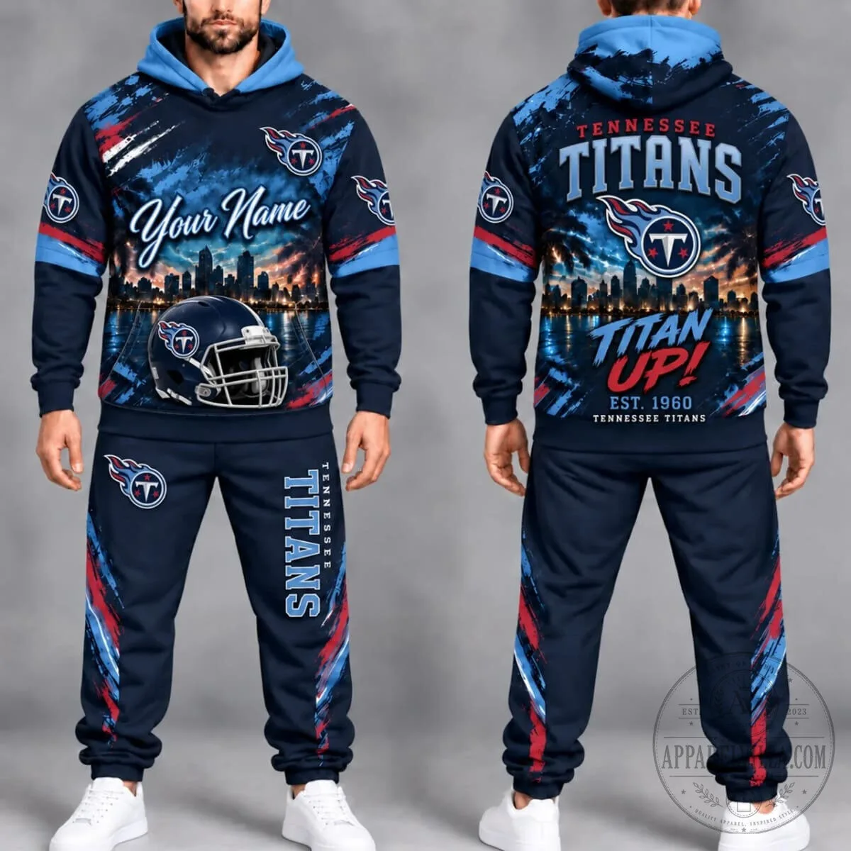 Tennessee Titans Football Team Skyline Hoodie and Jogger Set