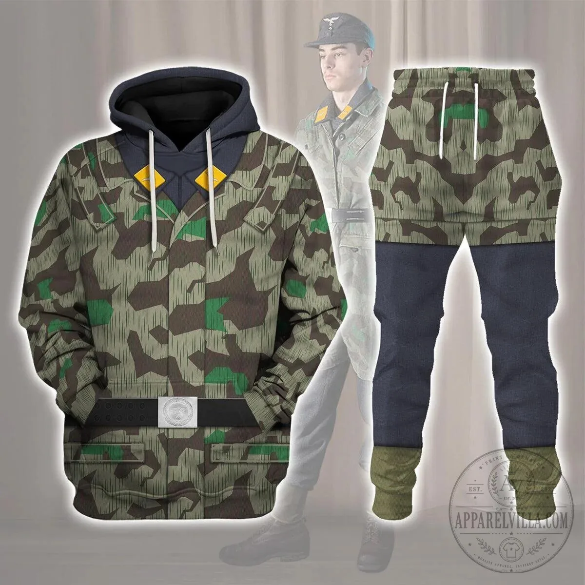 World War II German Paratrooper Splinter Camouflage Pattern Hoodie