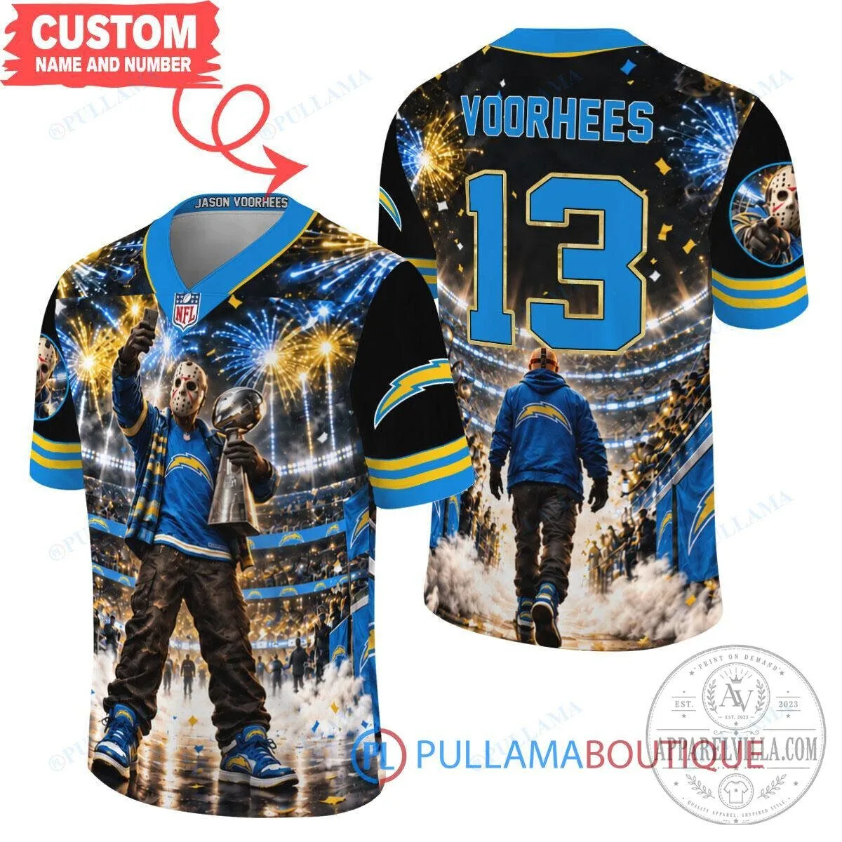 Los Angeles Chargers Jason Voorhees Victory Celebration Football Jersey