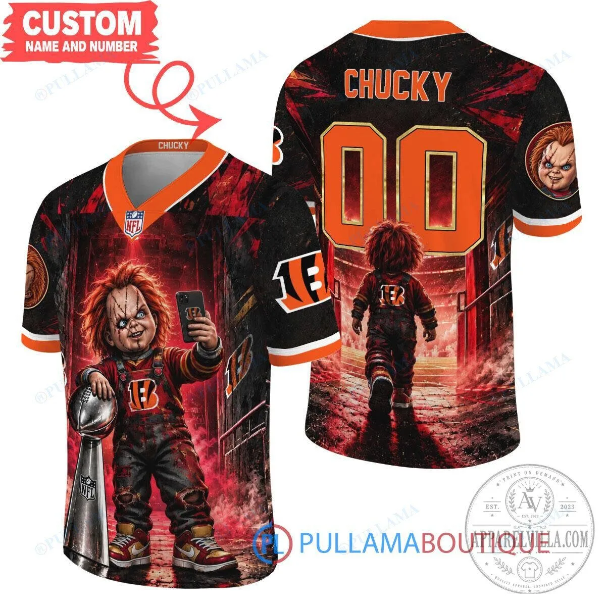 Cincinnati Bengals Chucky Child's Play Horror Movie Football Jersey
