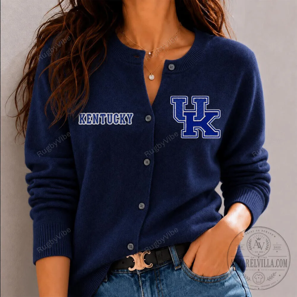 Kentucky Wildcats NCAA College Sports Team Navy Blue Cardigan Sweater 8 Kentucky Wildcats NCAA College Sports Team Navy Blue Cardigan Sweater