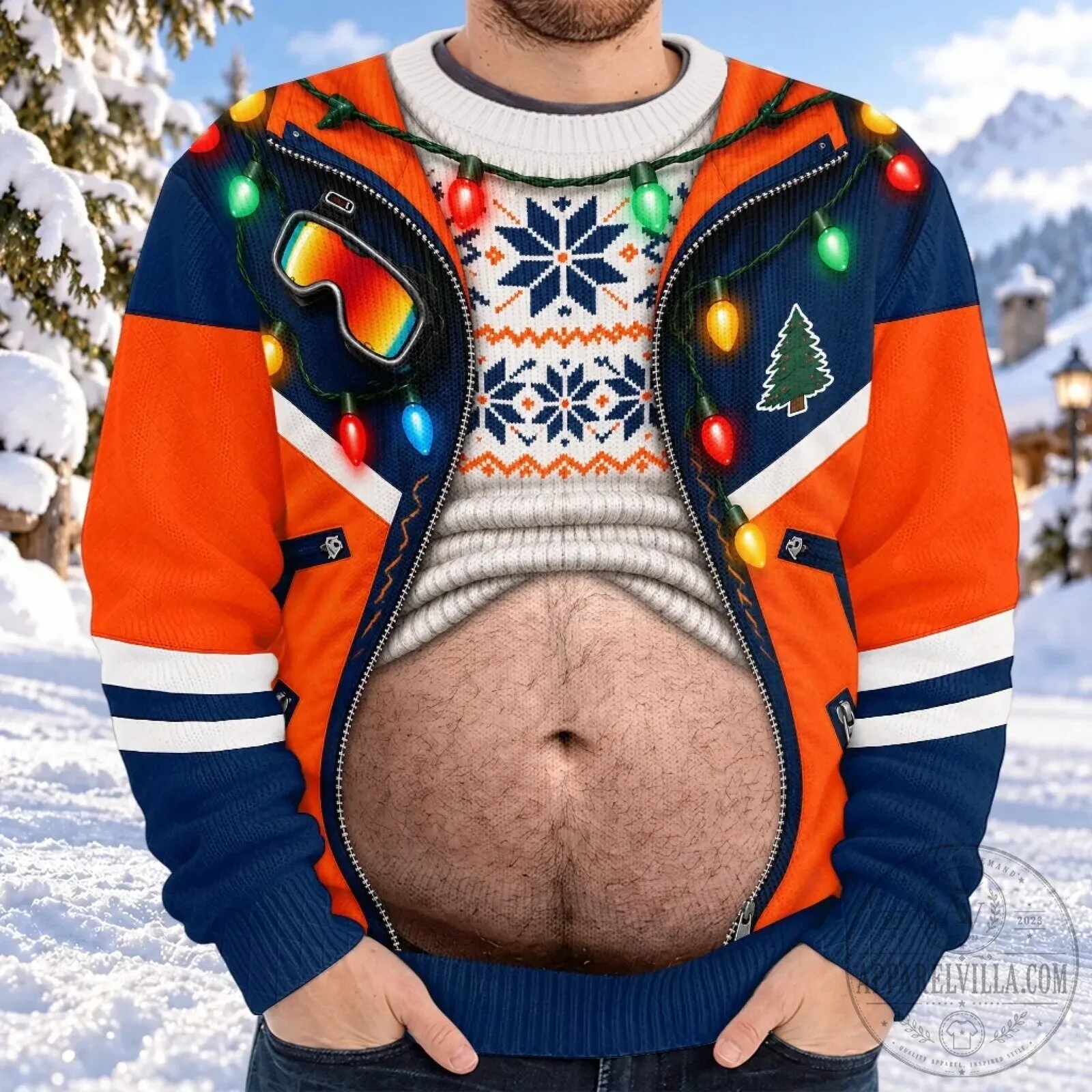 Funny Hairy Belly Ski Jacket Ugly Christmas Sweater Party Sweatshirt 14 Funny Hairy Belly Ski Jacket Ugly Christmas Sweater Party Sweatshirt