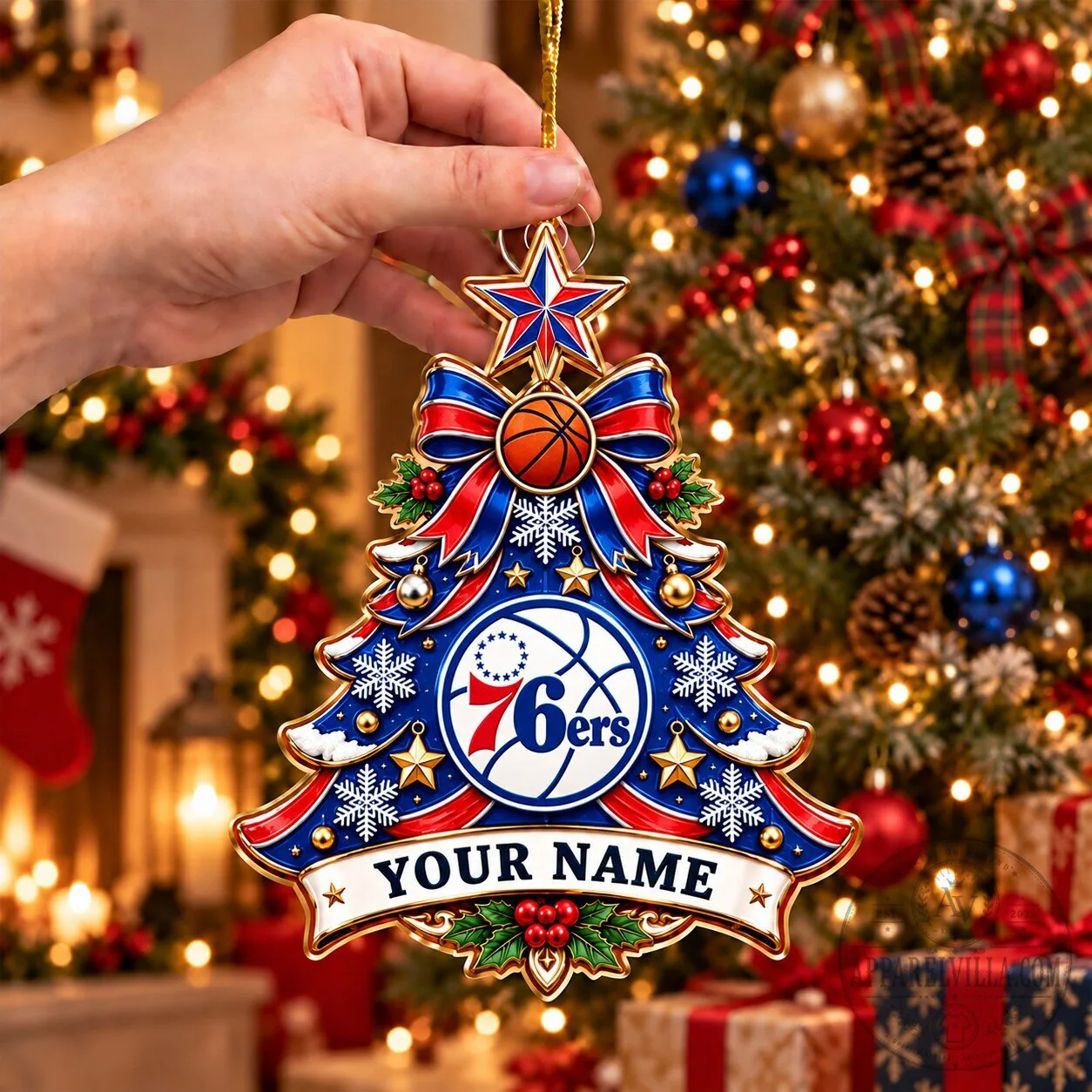 Philadelphia 76ers Basketball Christmas Tree Ornament Custom Name