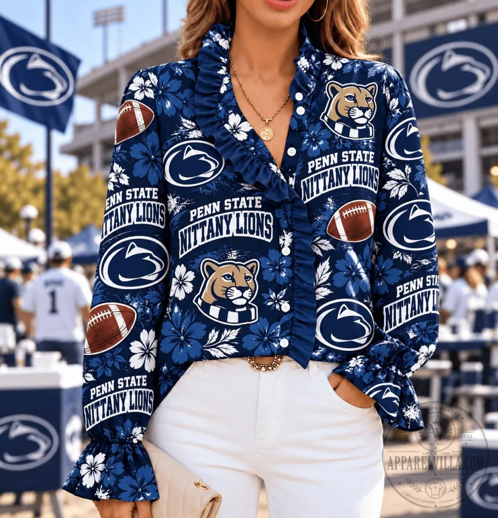 Penn State Nittany Lions Floral Ruffle Long-Sleeve Shirt
