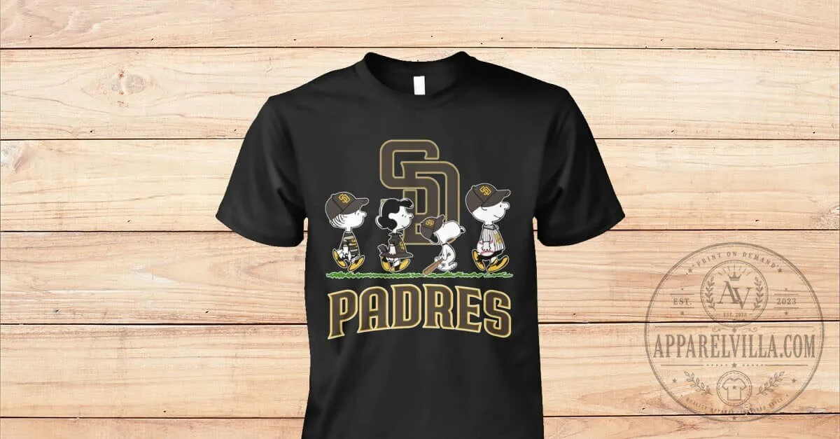 San Diego Padres Game Day Peanuts Snoopy Charlie Brown Lucy Baseball T-Shirt