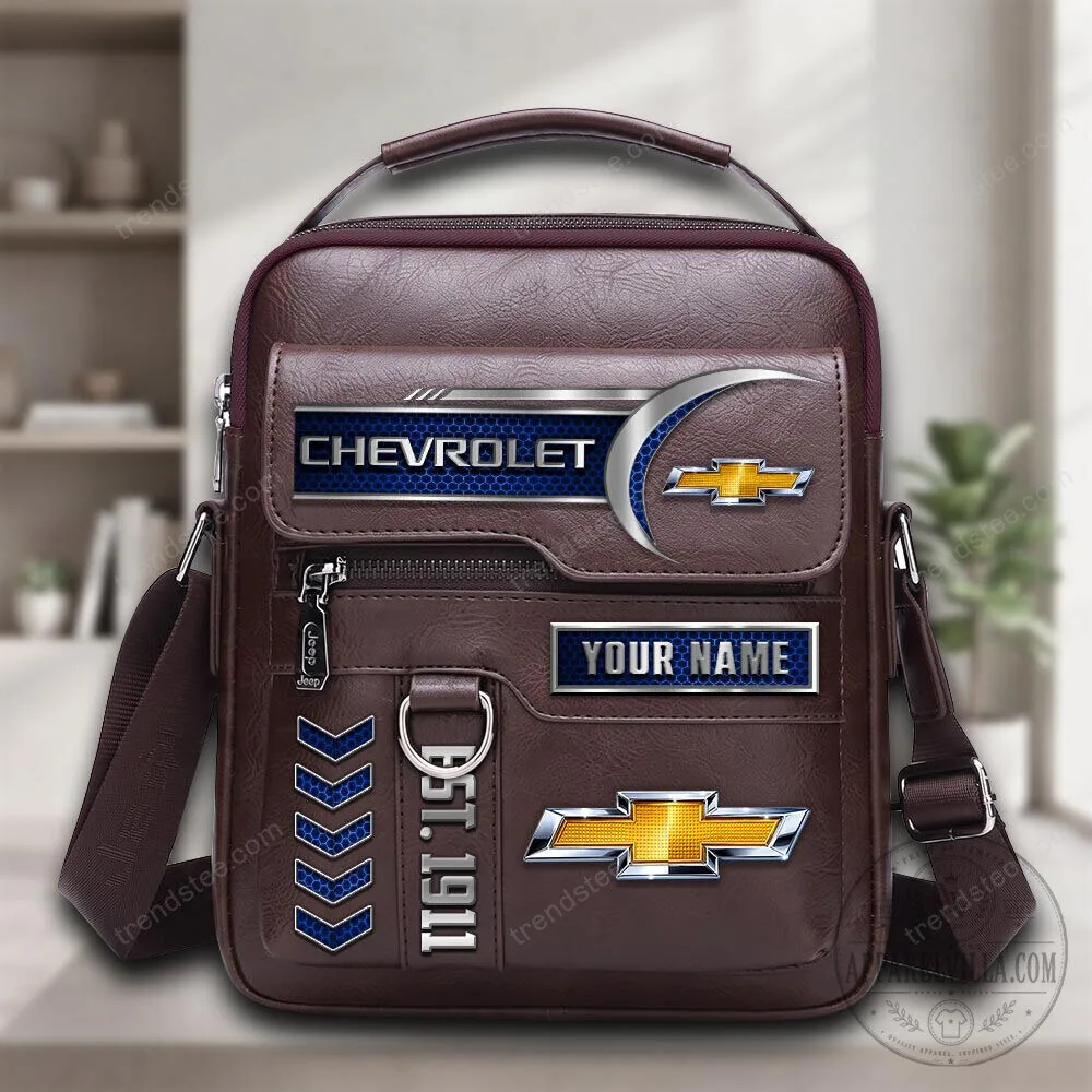 Chevrolet Personalized Brown Leather Crossbody Bag