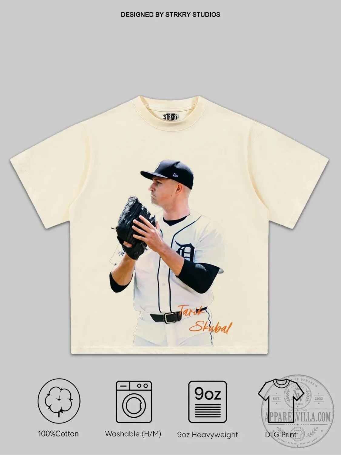 Tarik Skubal Detroit Tigers Baseball Player Graphic Cream T-Shirt