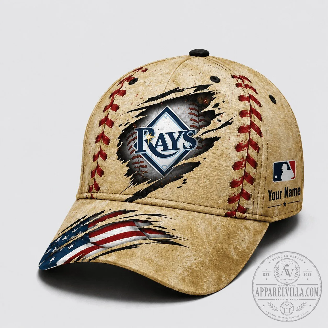 Tampa Bay Rays Baseball Distressed American Flag Cap Hat