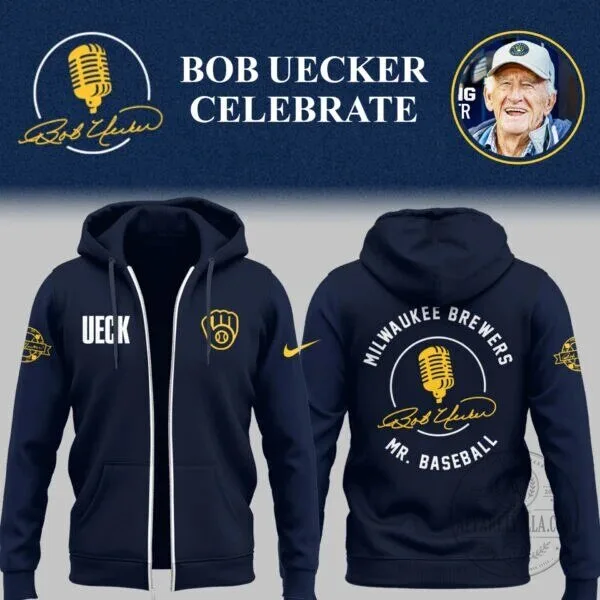 Milwaukee Brewers Baseball Bob Uecker Celebrate Mr. Baseball Full-Zip Hoodie