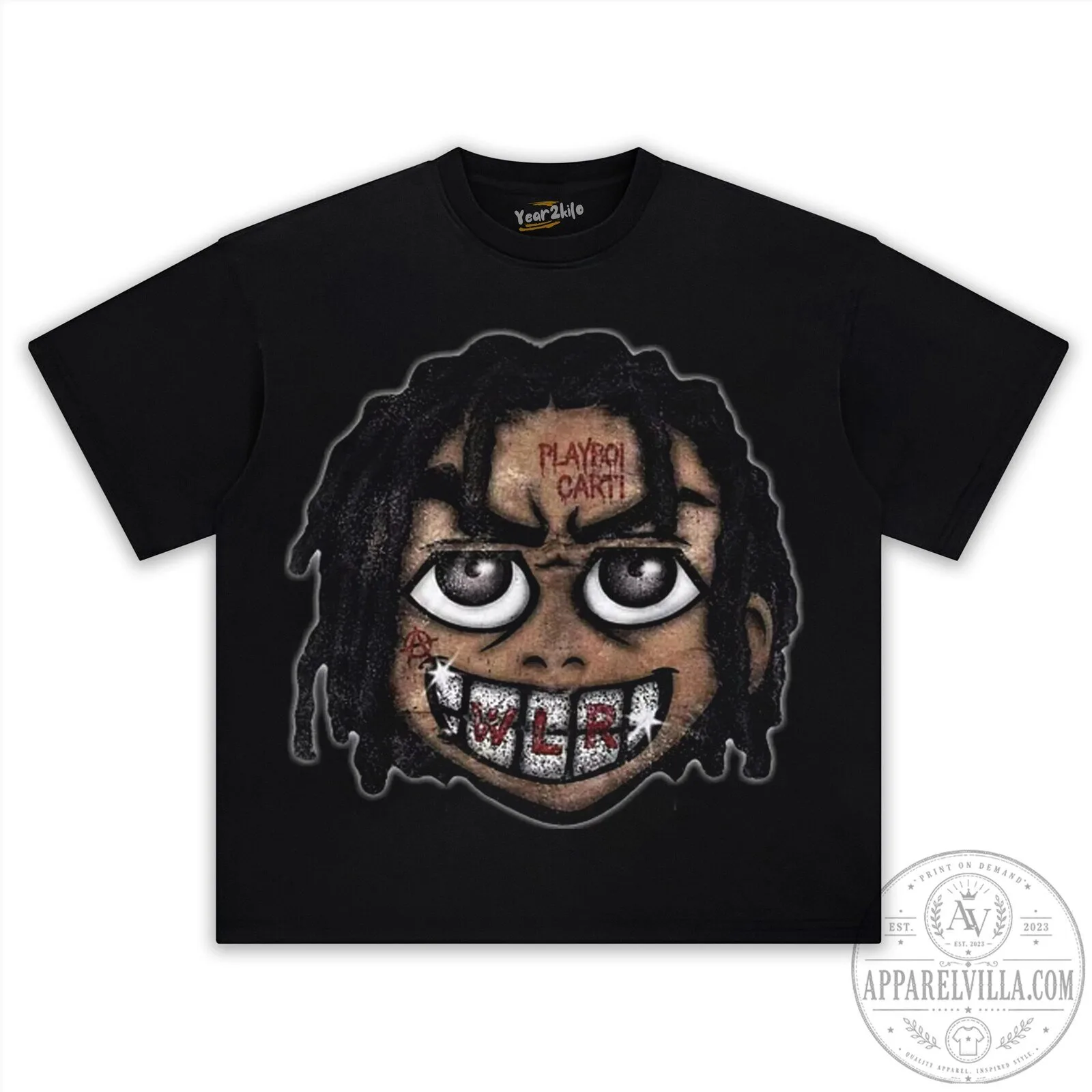 Playboi Carti Rapper Cartoon Character Graphic Print T-Shirt