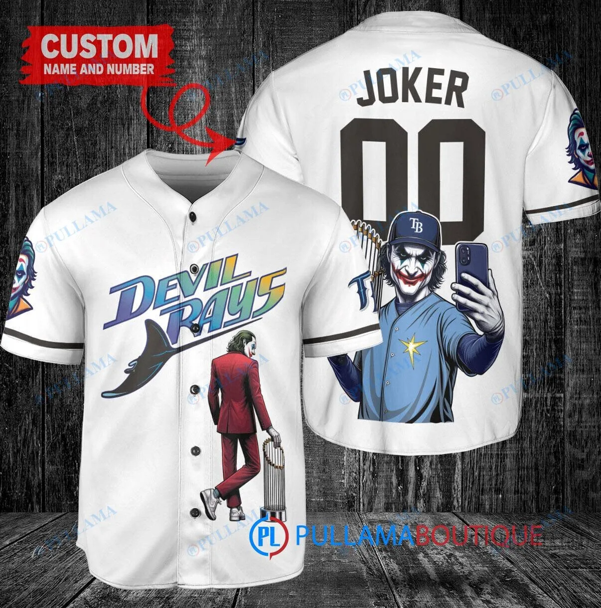 Tampa Bay Rays Baseball Joker Devil Rays Custom White Baseball Jersey