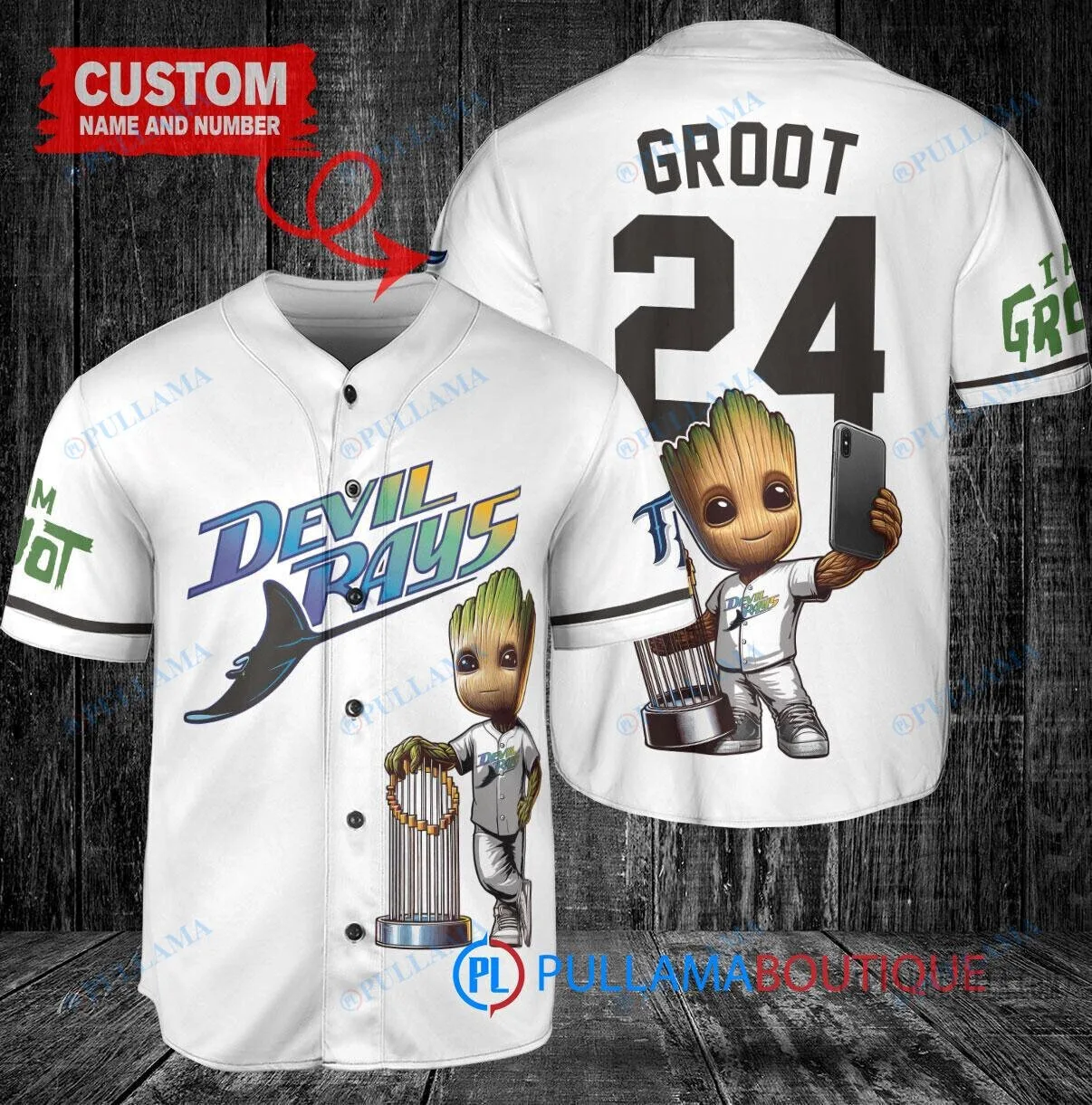 Tampa Bay Rays Baseball Baby Groot Marvel Guardians of the Galaxy World Series Jersey