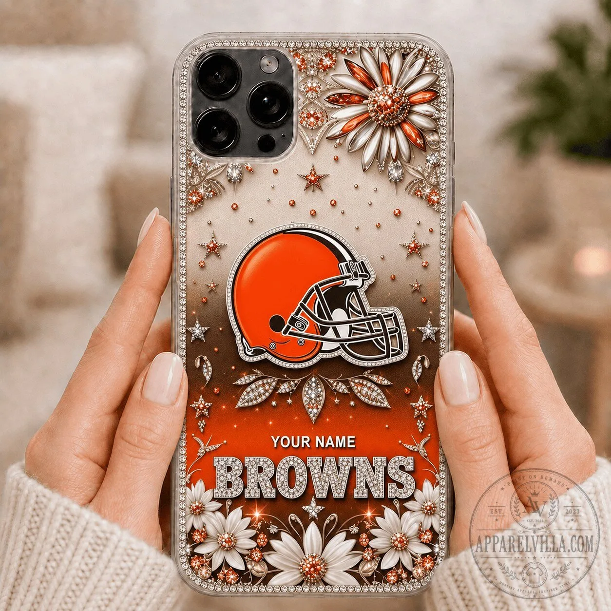 Cleveland Browns NFL Football Helmet Custom Name Clear Phone Case