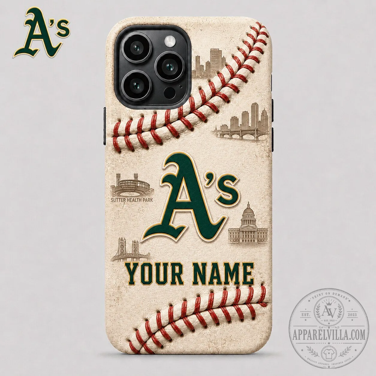 Oakland Athletics Baseball Stitch Custom Name iPhone Case