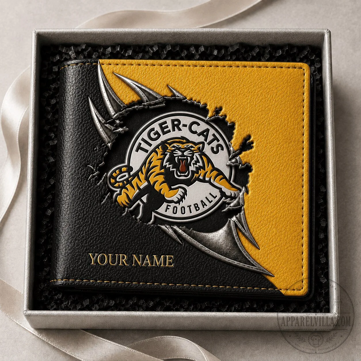 Hamilton Tiger-Cats Football Team Personalized Leather Wallet