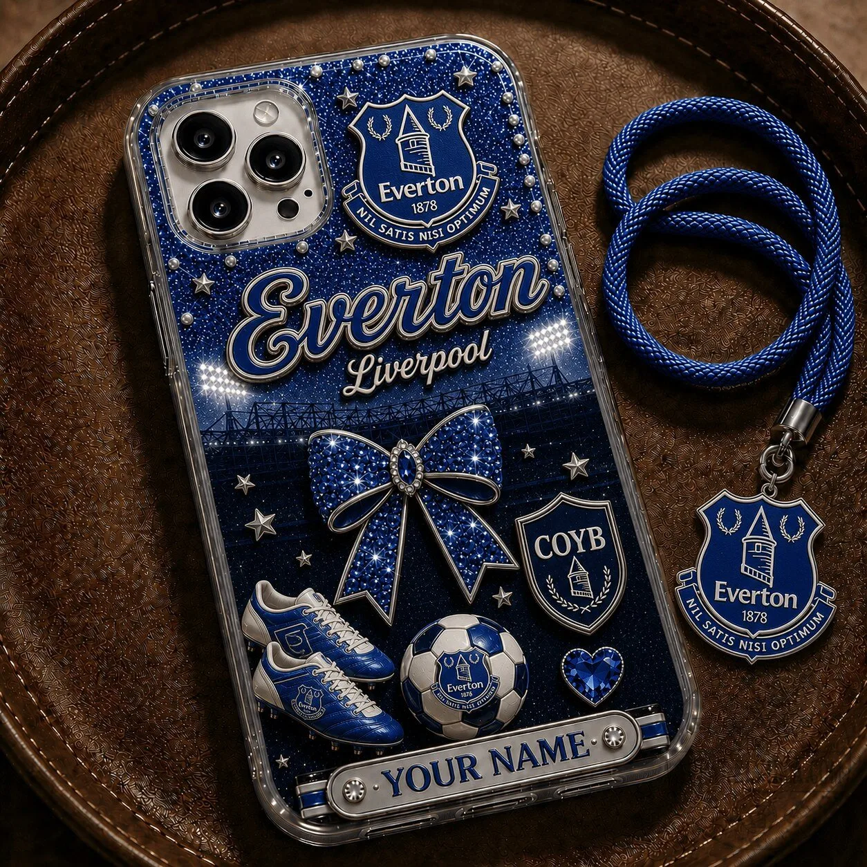 Everton Football Club Glitter Bling Custom Name Phone Case