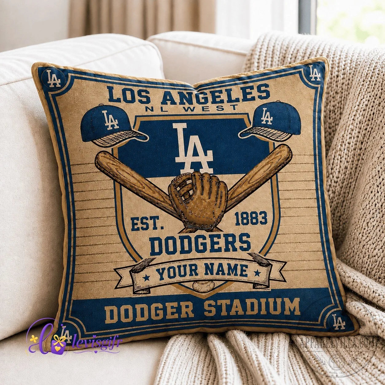 Los Angeles Dodgers Baseball Team Vintage Throw Pillow Case