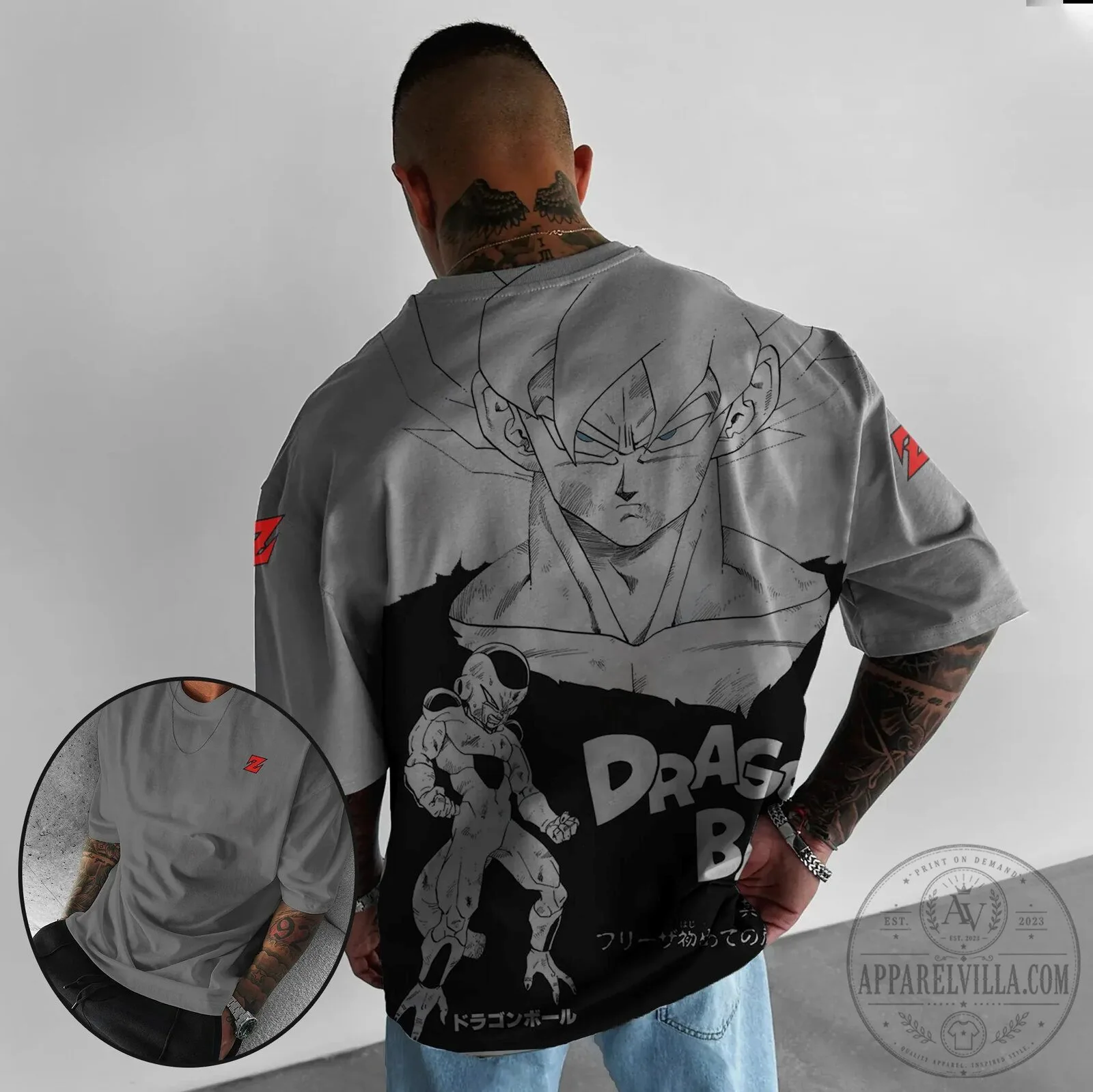 Dragon Ball Z Goku and Frieza Anime Oversized Graphic T-Shirt
