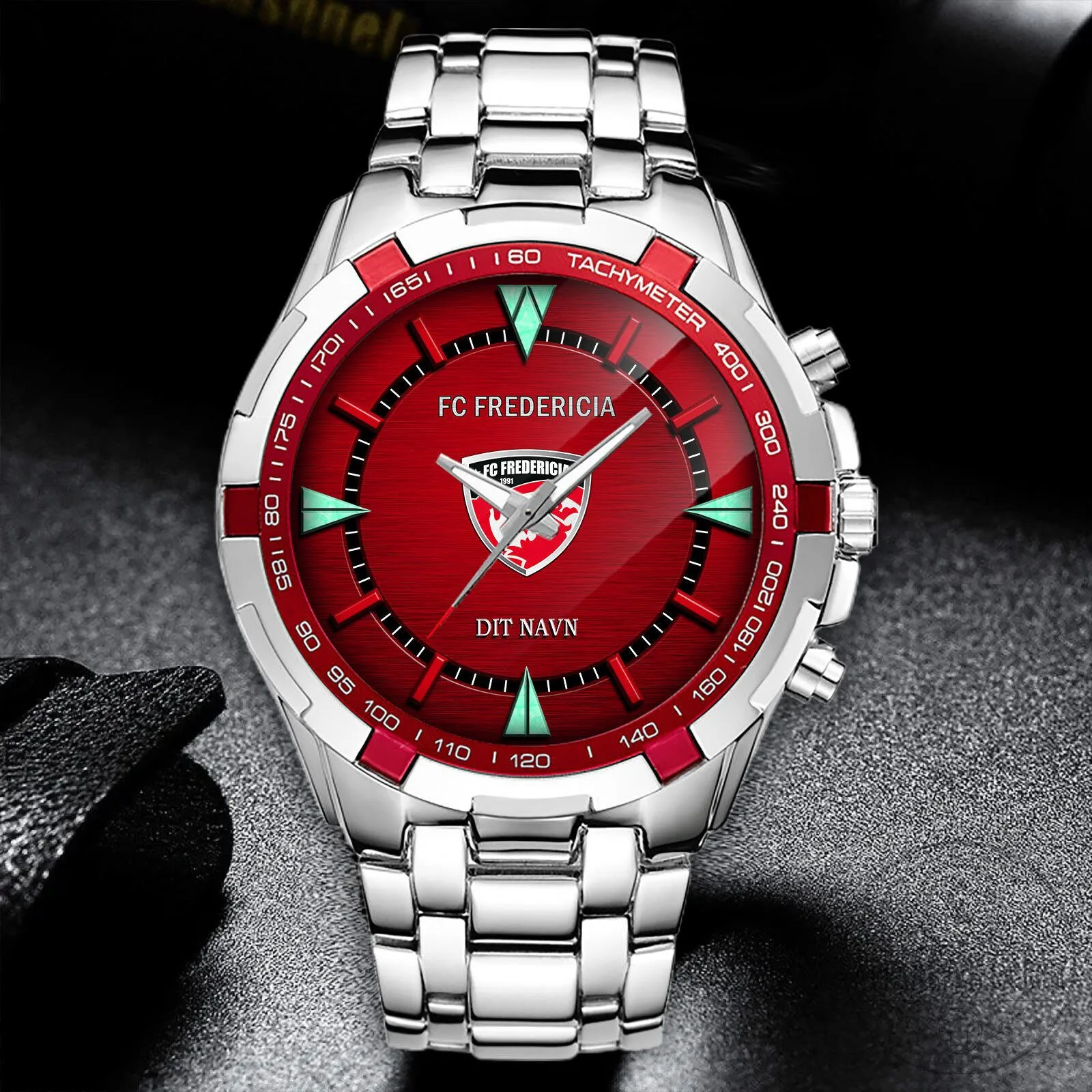 FC Fredericia Football Club Logo Stainless Steel Watch