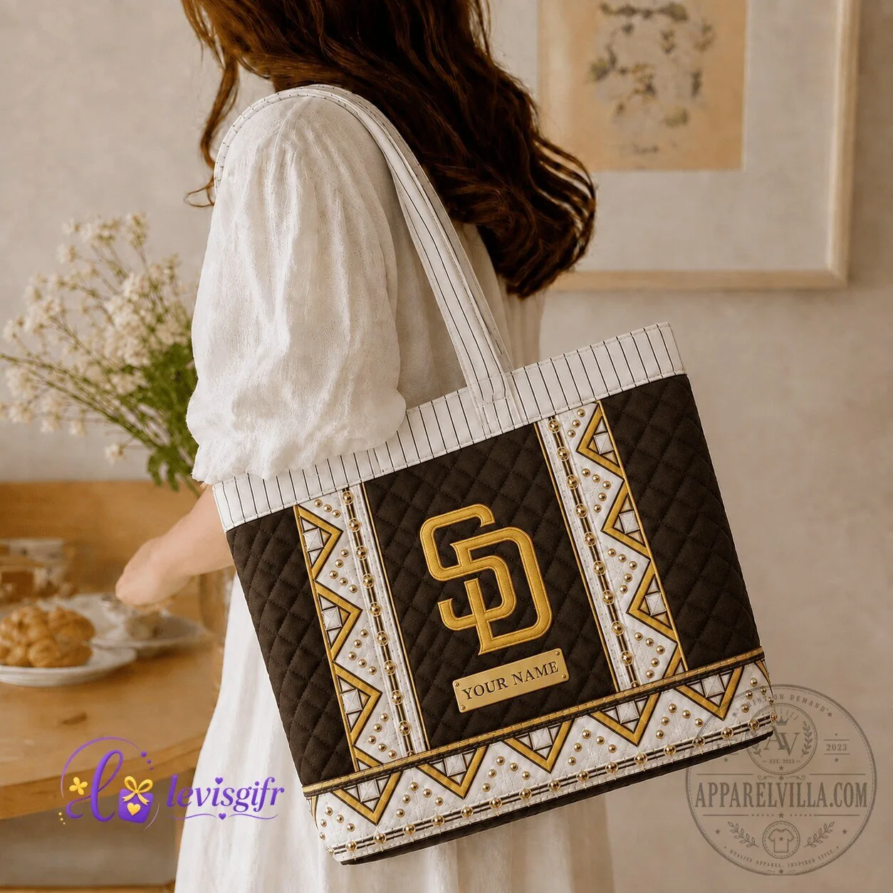 San Diego Padres MLB Baseball Personalized Quilted Tote Bag