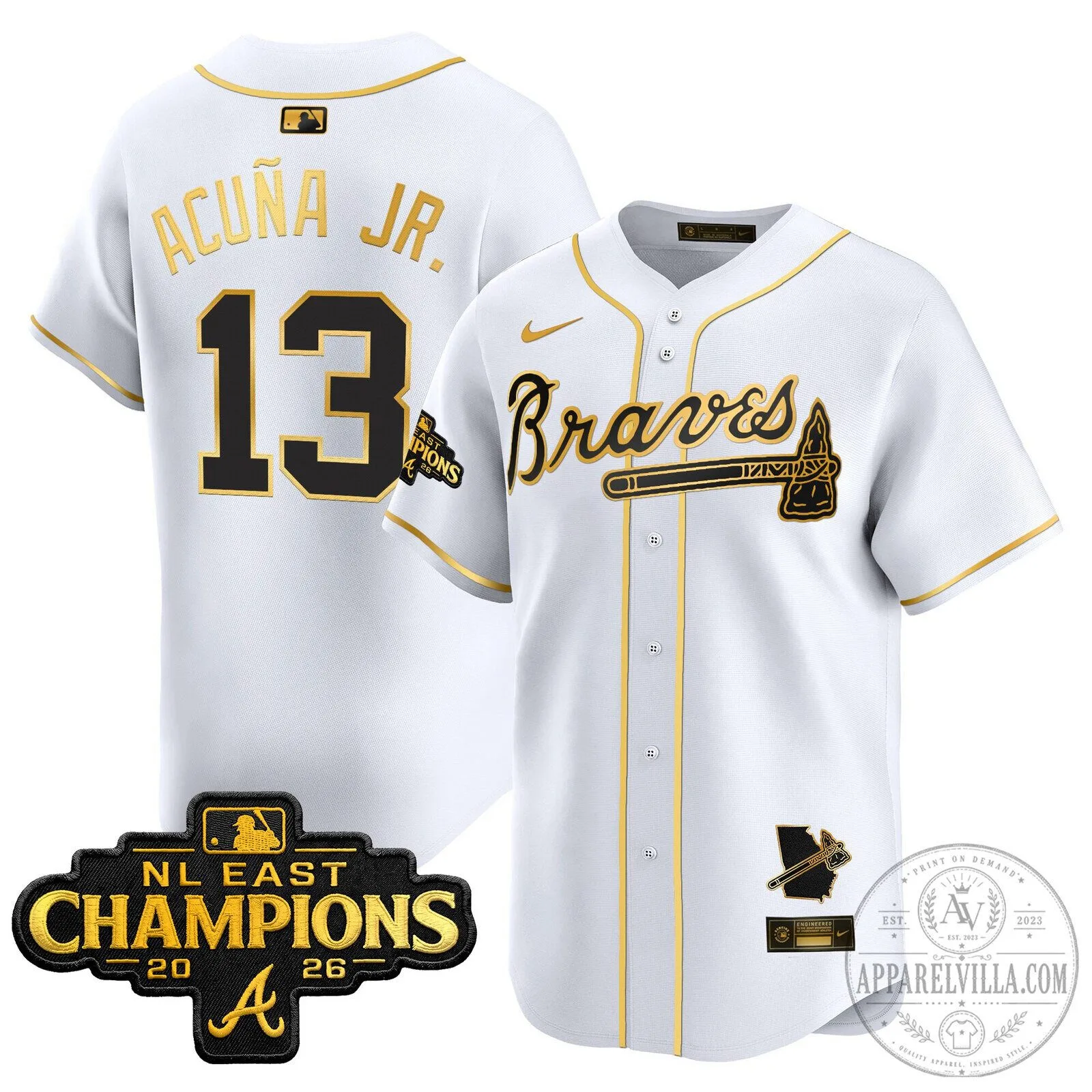 Ronald Acuña Jr. Atlanta Braves 2026 NL East Champions White Baseball Jersey