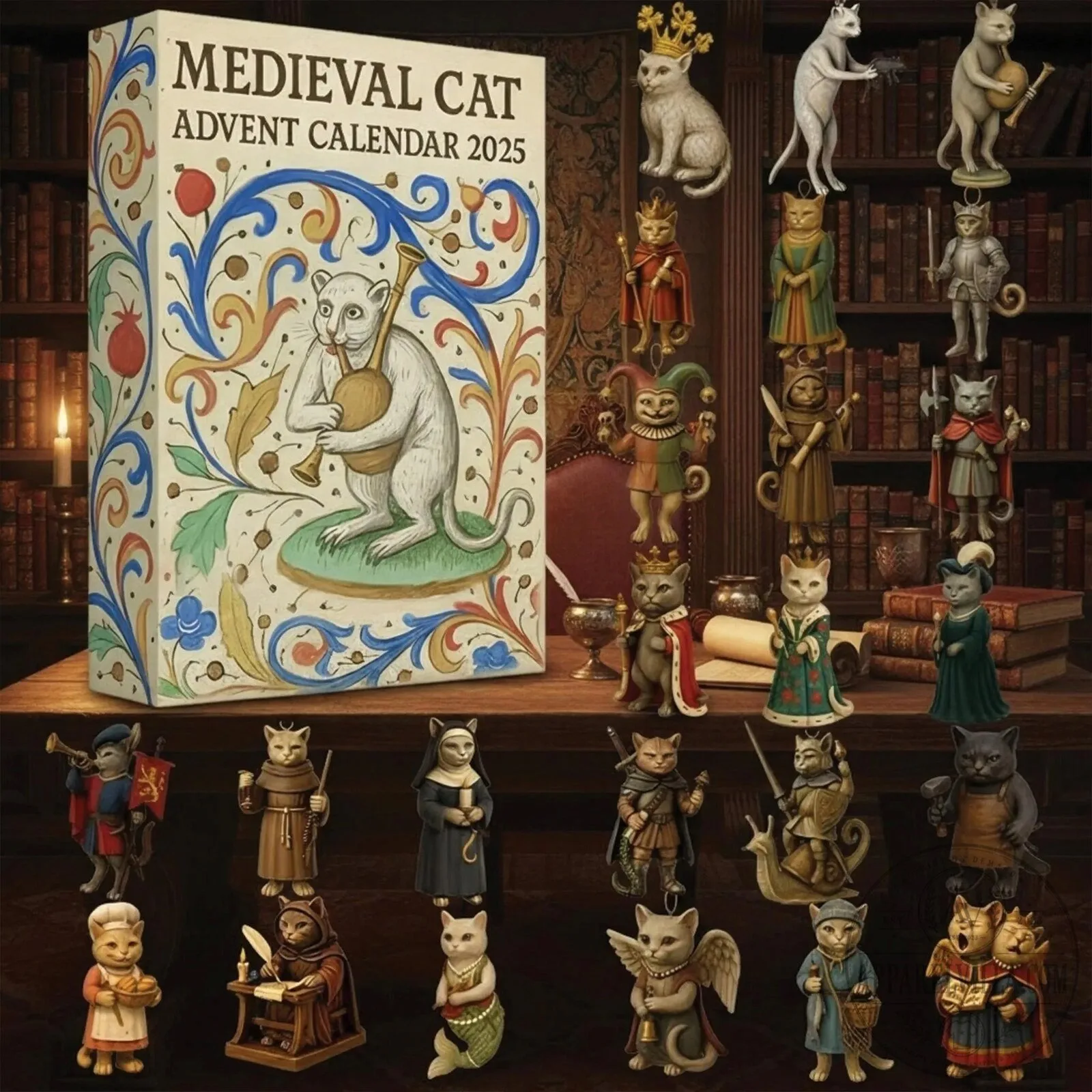 Medieval Cat Advent Calendar 2025 with 24 Days Countdown Surprise Figurines