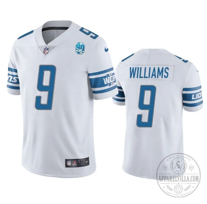 Jameson Williams Detroit Lions White 90th Anniversary Vapor Untouchable Limited Football Jersey