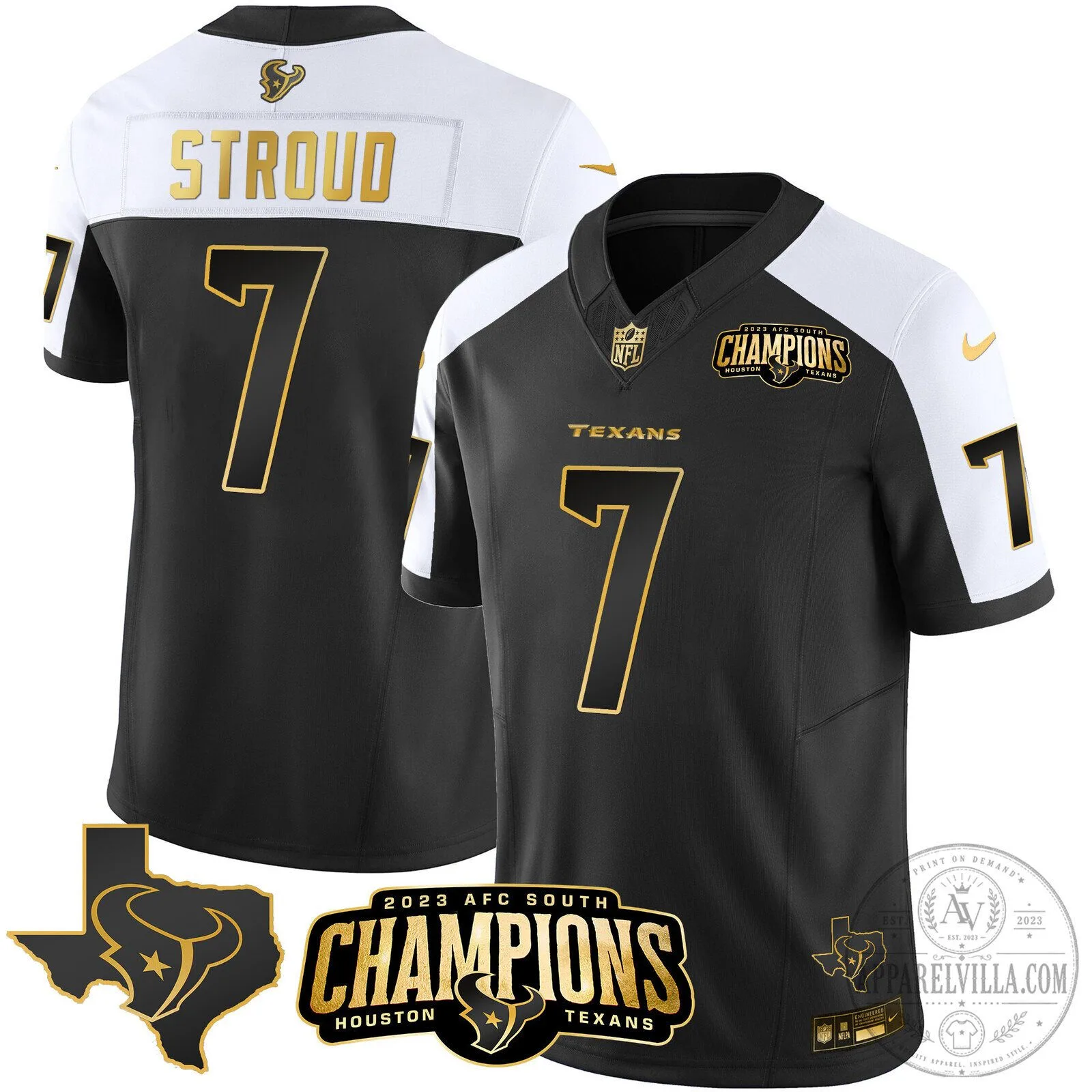 Houston Texans C.J. Stroud 2023 AFC South Champions Black Football Jersey