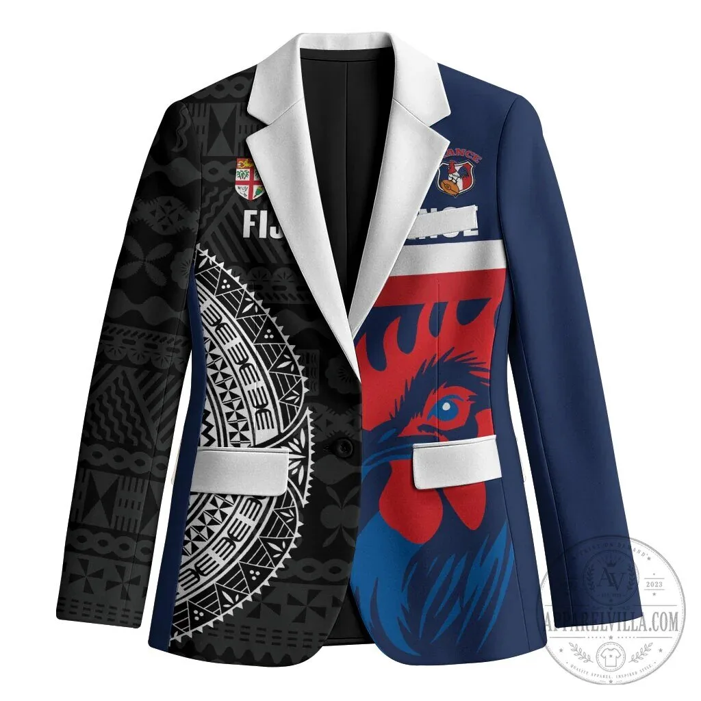 Fiji and France Rugby Custom Blazer Flying Fijian Les Bleus Together