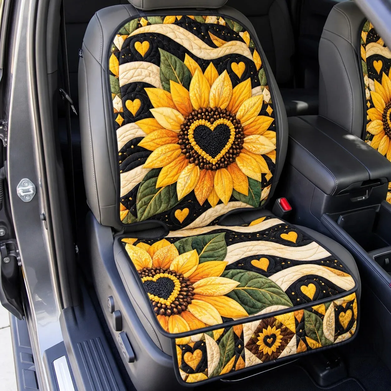 Sunflower Heart Quilted Car Seat Cover Protector