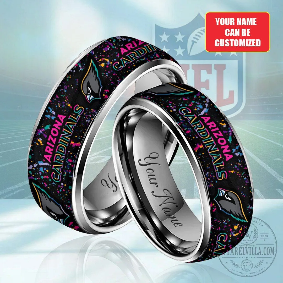 Arizona Cardinals Crucial Catch Personalized Custom Name Alloy Ring
