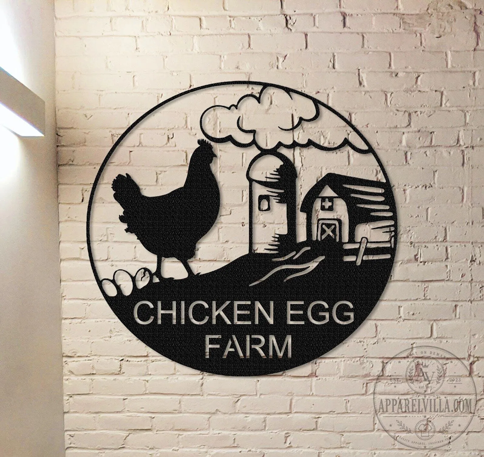 Chicken Egg Farm Silhouette Metal Wall Art Sign Decor