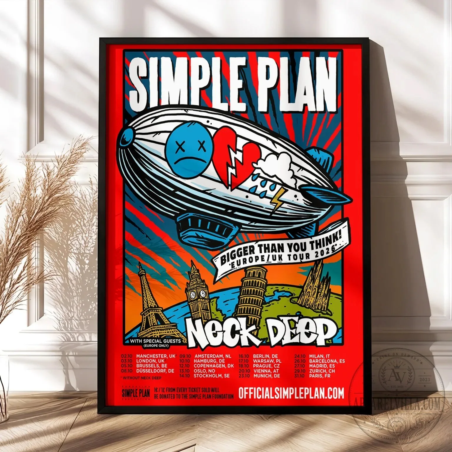Simple Plan Bigger Than You Think Europe United Kingdom Tour 2026 Poster