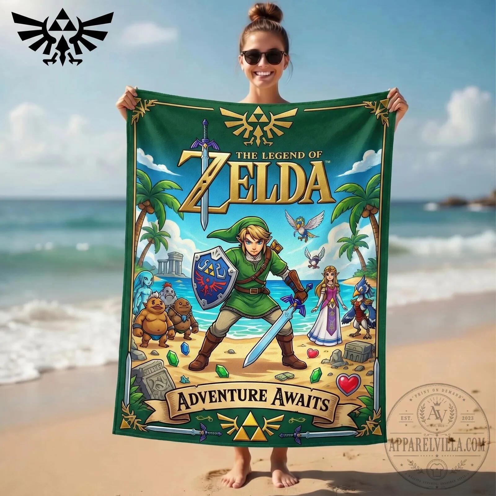 The Legend of Zelda Adventure Awaits Beach Towel