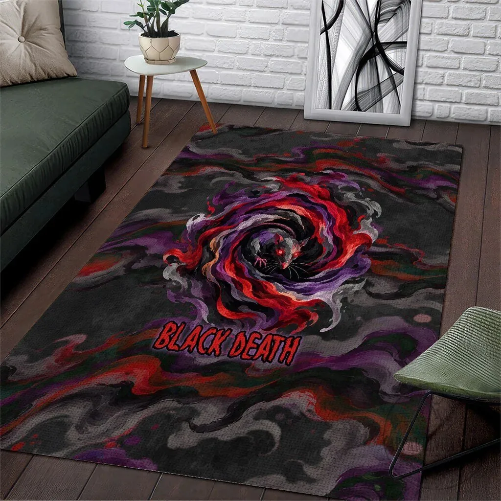 Black Death Plague Doctor Rat Horror Gothic Fantasy Area Rug