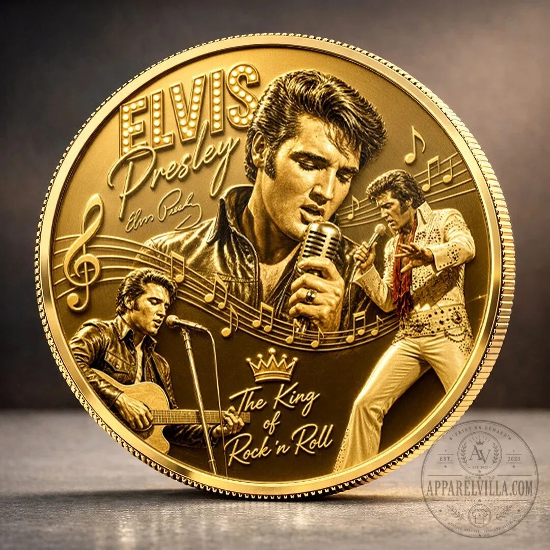 Elvis Presley The King of Rock and Roll Commemorative Gold Coin Collectible